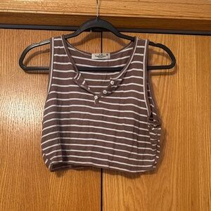Striped Brown Sleeveless Top
